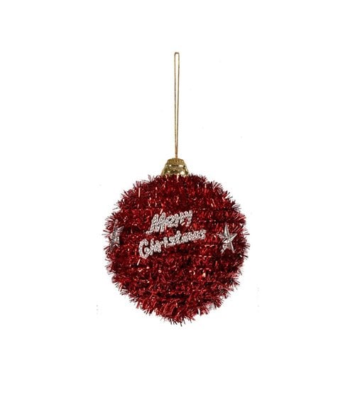 Bola Navideña con Espumillón en Rojo