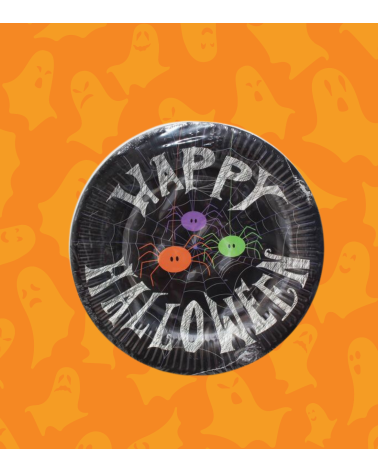 Pack de 25 Platos de Papel Decorados para Fiesta de Halloween