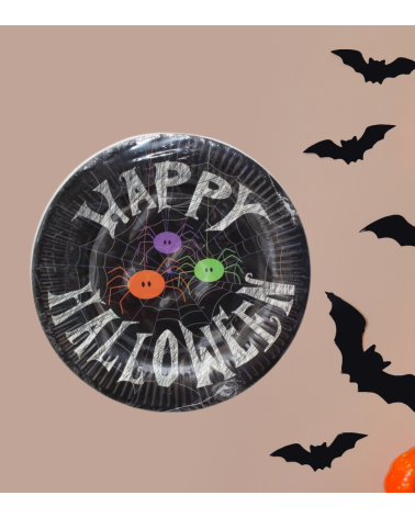 Pack de 25 Platos de Papel Decorados para Fiesta de Halloween