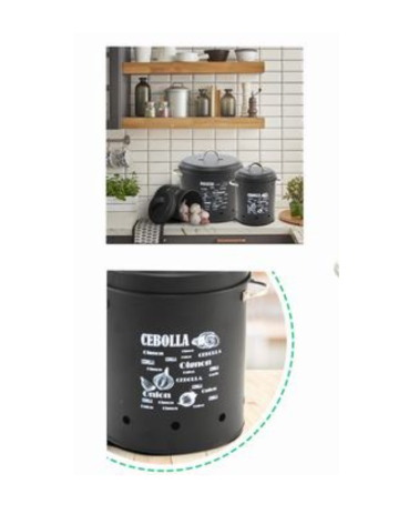 Bote de Metal Samay para Almacenamiento de Cebollas