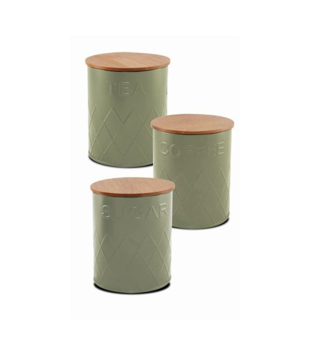 Bote de Metal y Madera para Café, Té o Azúcar