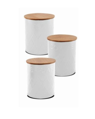 Bote de Metal y Madera para Café, Té o Azúcar