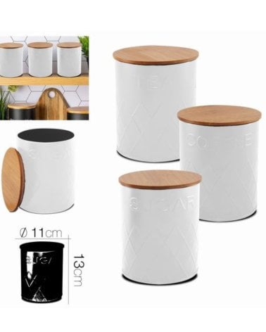 Bote de Metal y Madera para Café, Té o Azúcar