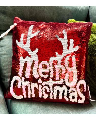 Funda de Cojin Navideña con Lentejuelas